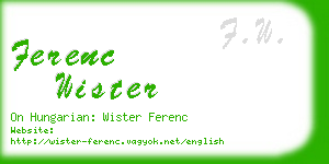 ferenc wister business card